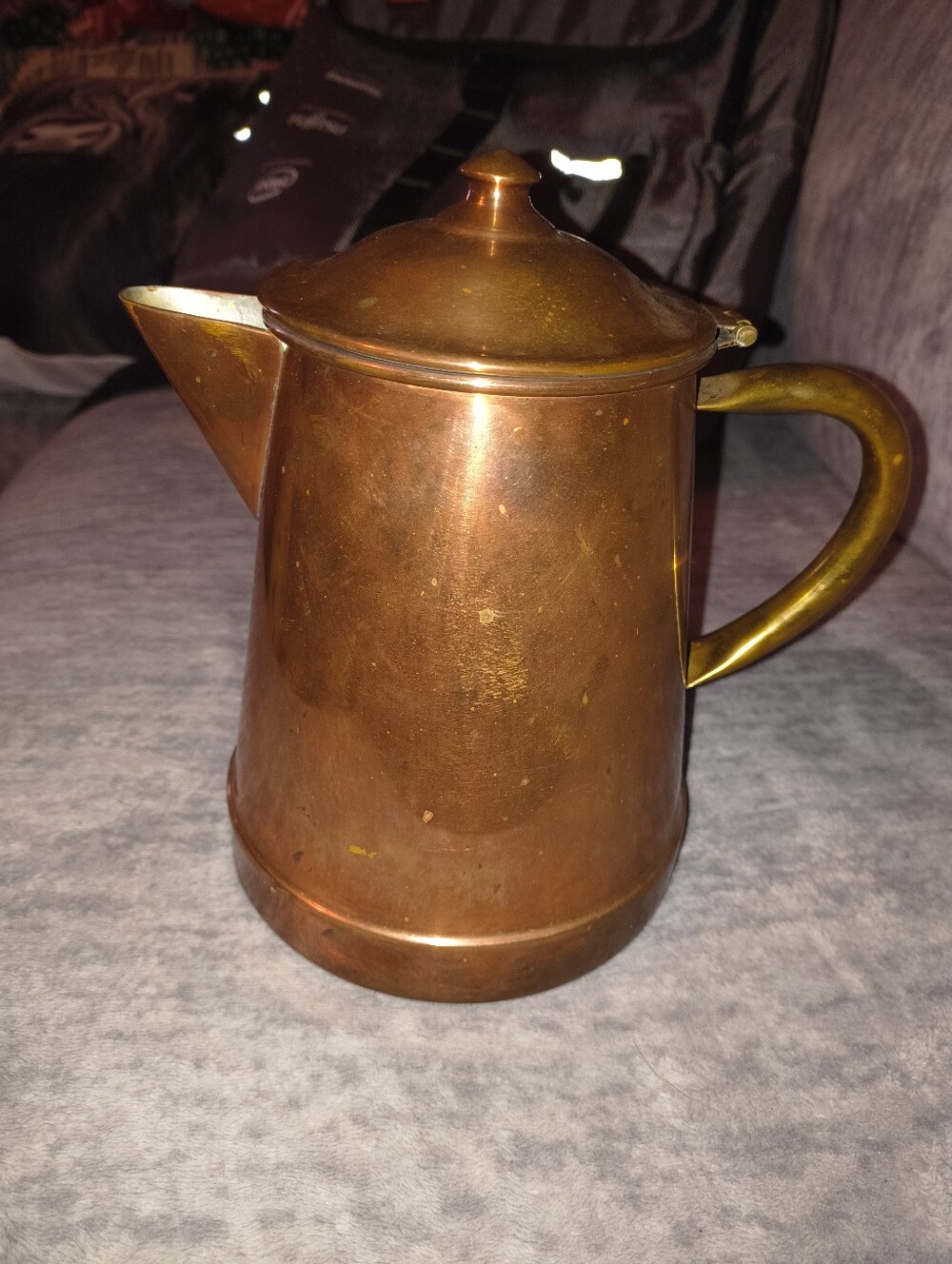Copper Finish Coffee Pot with Lid and Handle - Copper Color